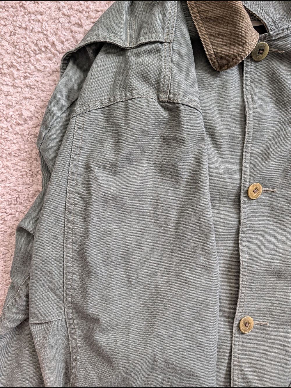 L.L. Bean Mens Olive Green Cotton Lined Button Down Original Field Coat Size XXL - Picture 9 of 14